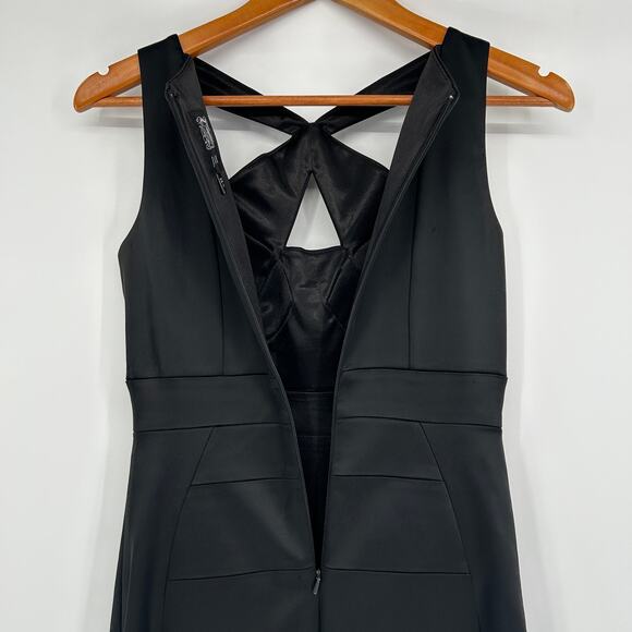 JAX Black Satin Cocktail Dress LBD Womens 2 Holiday Party Event NYE Evening Chic - Picture 4 of 9